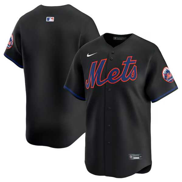 Mens New York Mets Blank 2024 Black Alternate Limited Stitched Baseball Jersey Dzhi->new york mets->MLB Jersey